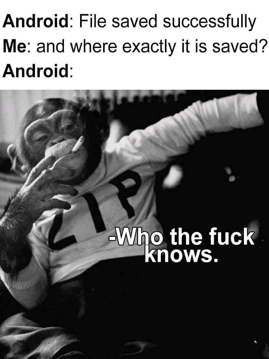 araffie saved successfully me and where exactly it saved android who the fuck knows