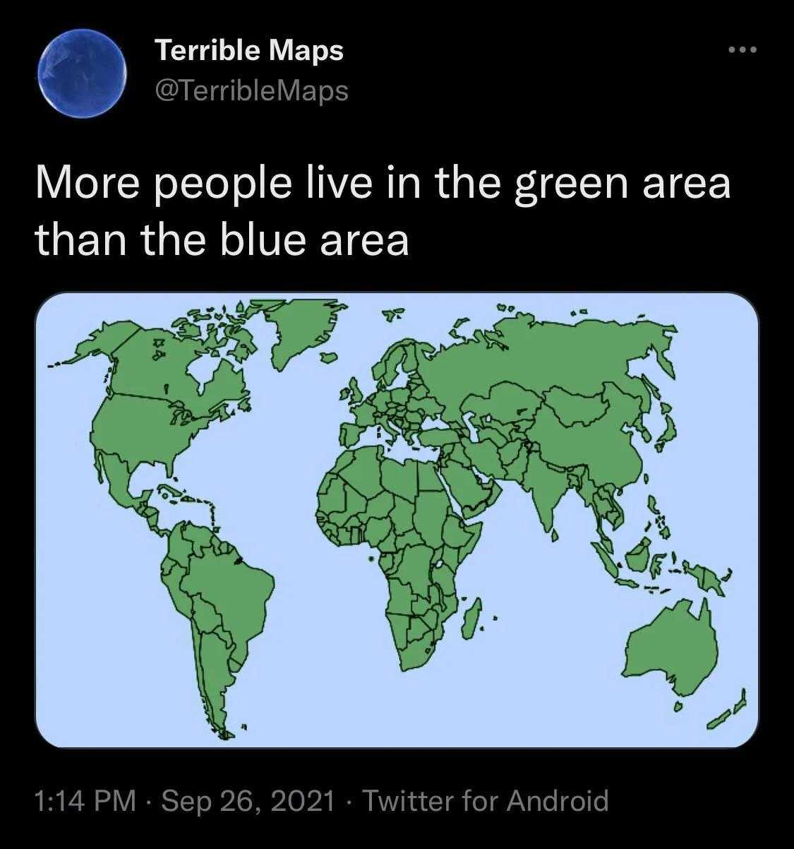 a screenshot of a map of the world with a caption of a person on it