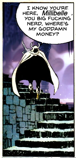 a cartoon of a man in a cape and caper on a ledge