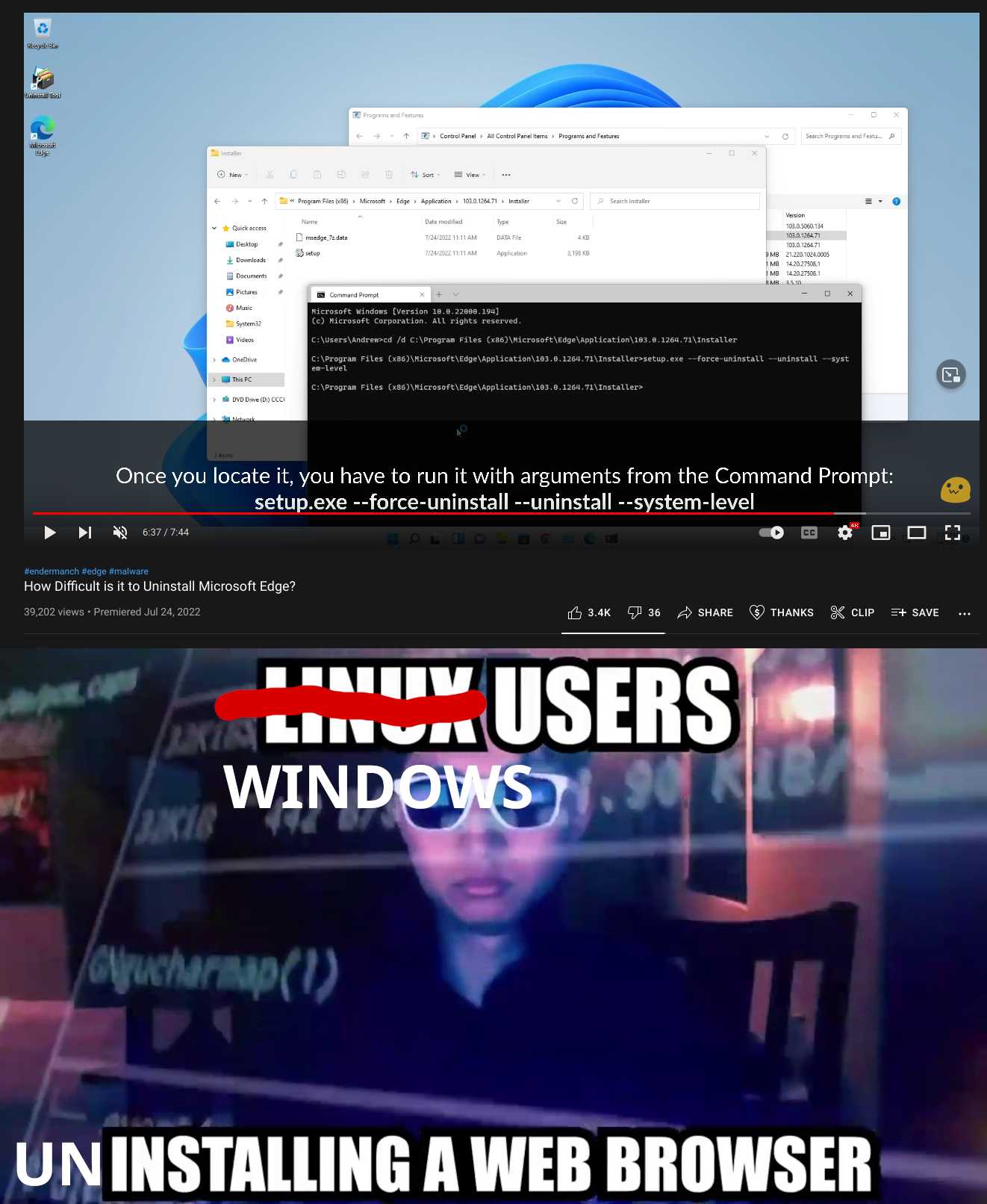 there are two screens of a man on a computer with a caption