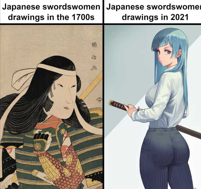 two pictures of a woman with a sword and a woman with a sword