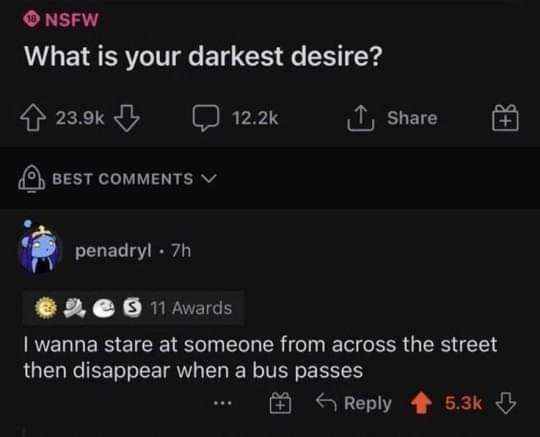 a screenshot of a tweet with a caption of what is your darkest desire?