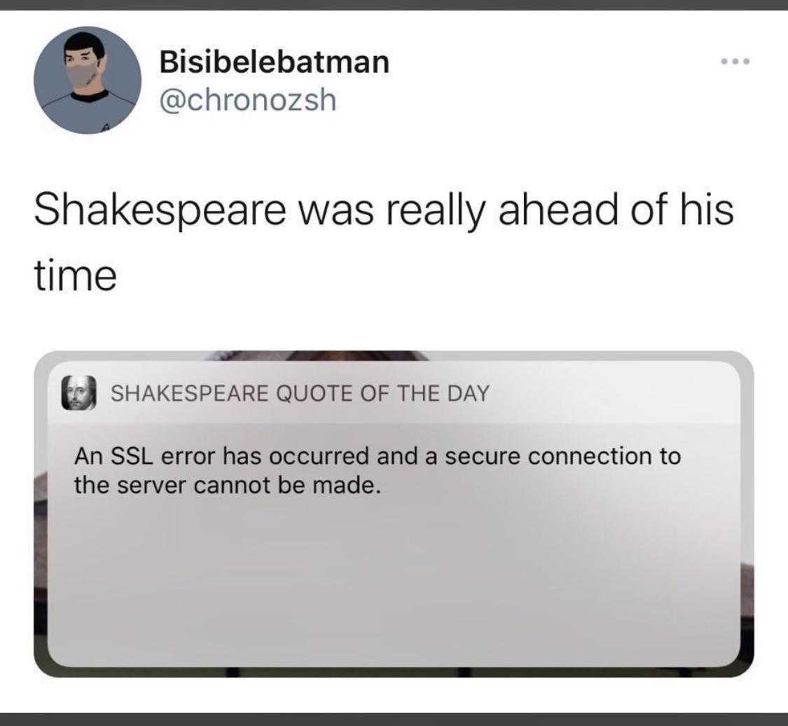 a screenshot of a text message from a man about shakespeare