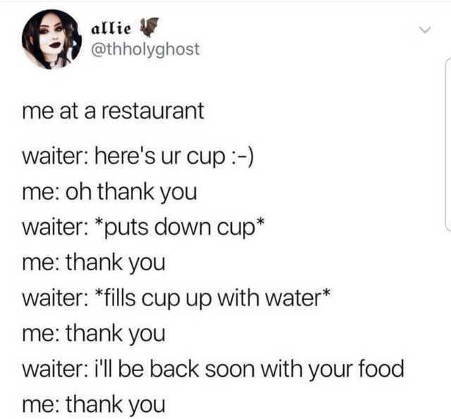 a tweet with a picture of a woman drinking water