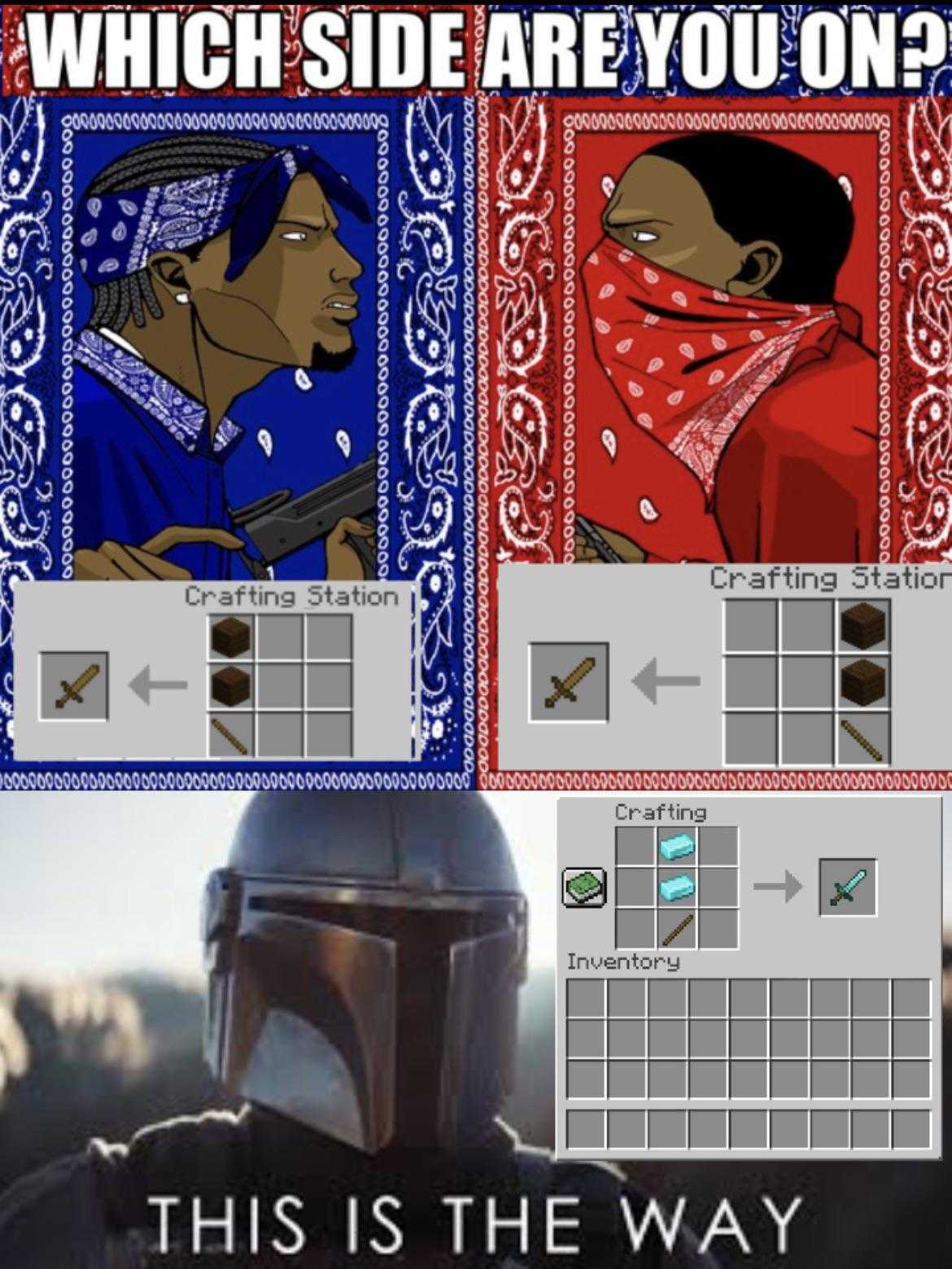 a picture of a picture of a man in a helmet and a woman in a bandana