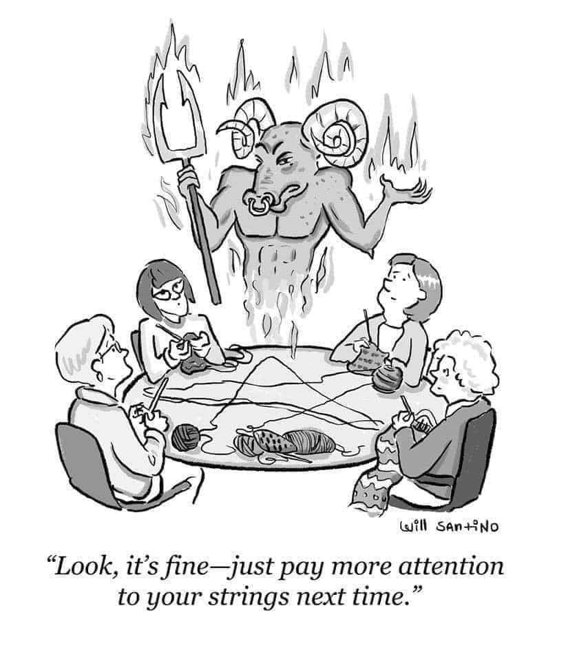 cartoon of a group of people sitting around a fire pit