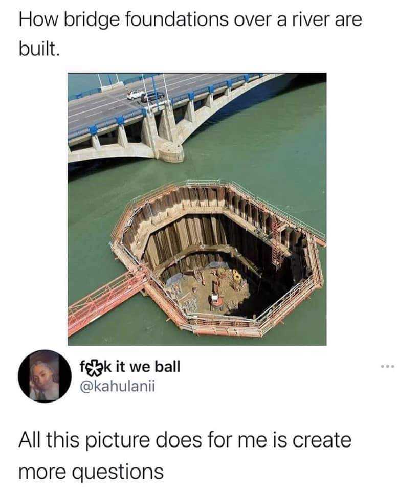 a picture taken from a plane of a bridge with a picture of a man in the middle of it