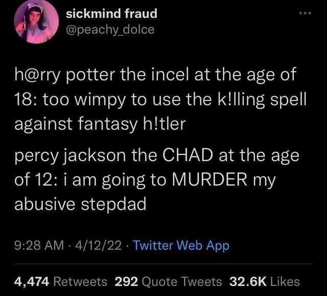 a tweet message from a twitter account of harry potter