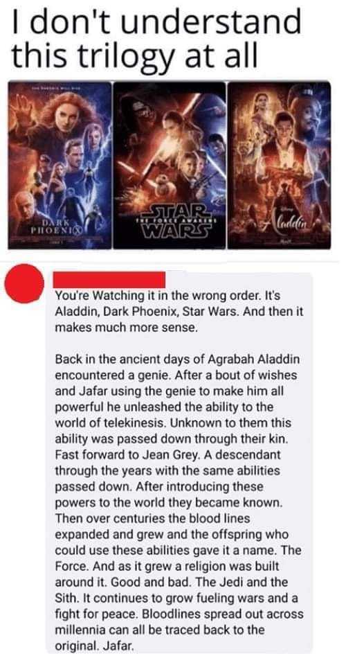 a text message from a star wars fan about the movie