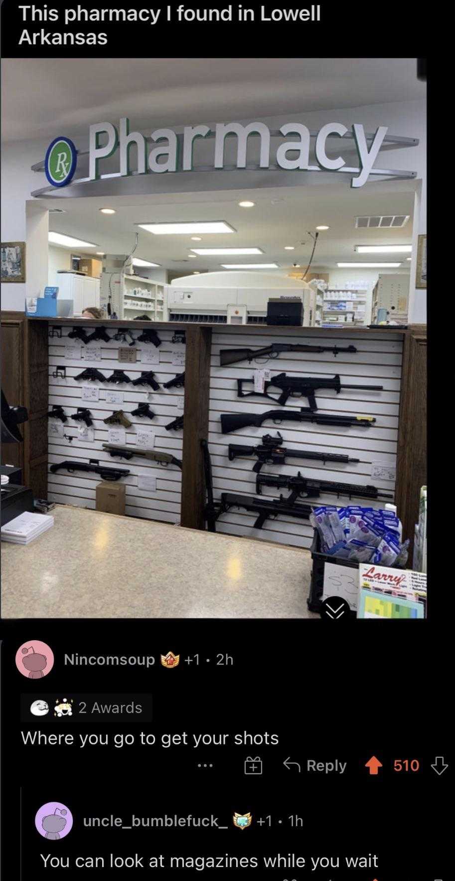 a close up of a store with a bunch of guns on display