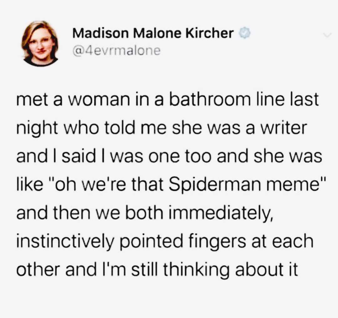 a woman in a bathroom has a tweet about her shower