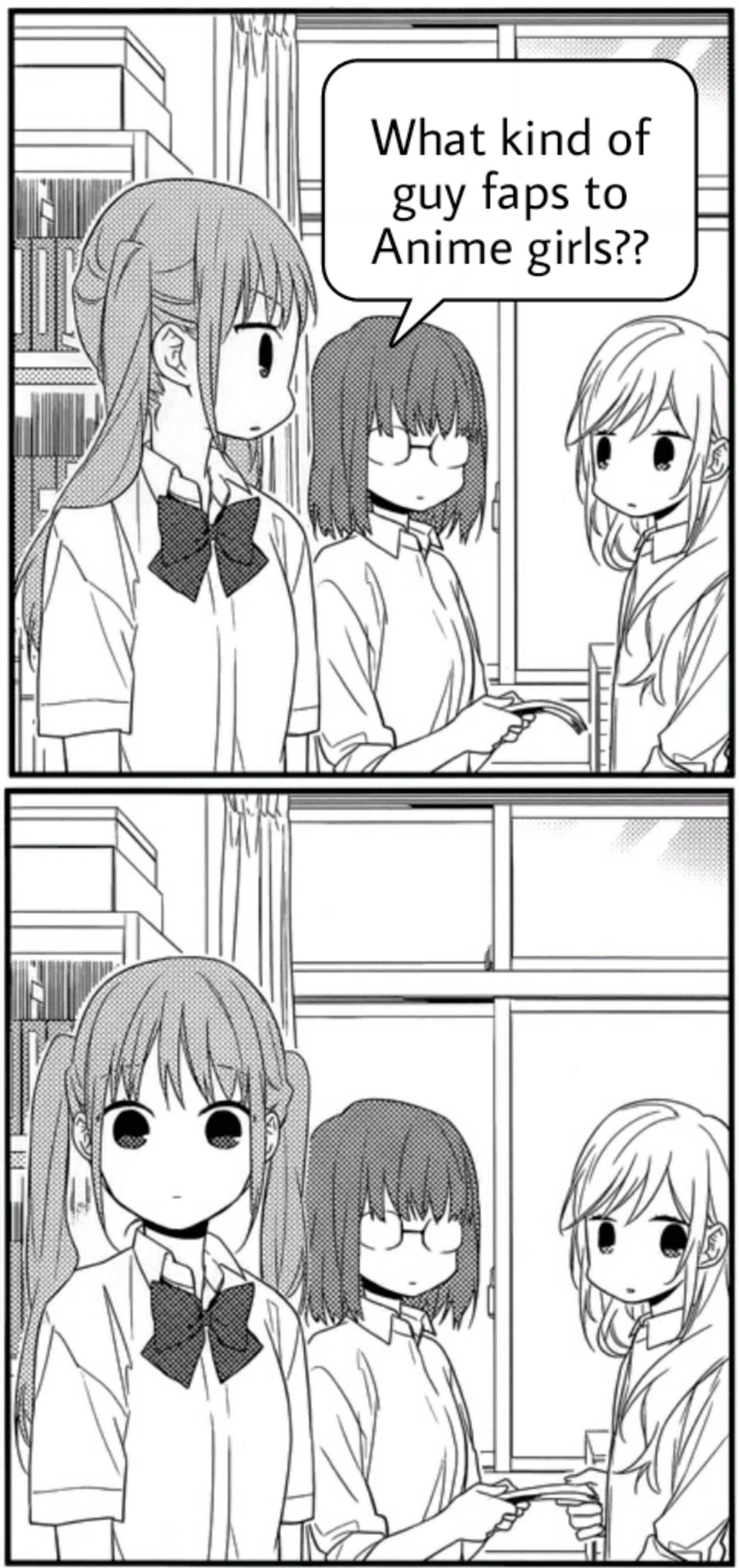 a cartoon of a girl and two girls with a comic strip