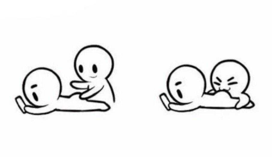 three cartoon characters are sitting on the ground and one is holding a baby