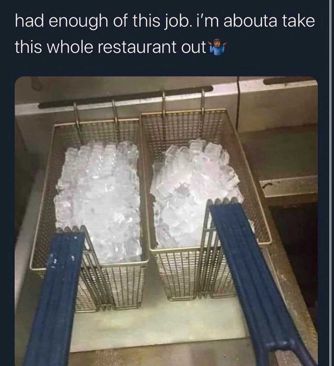 there are two baskets of ice in the middle of a counter