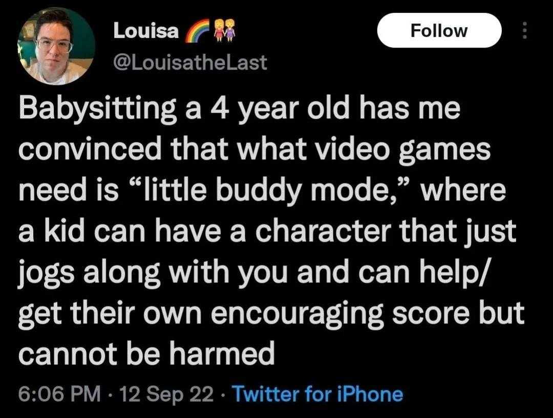 a tweet message from a man who is about to be a babysitter