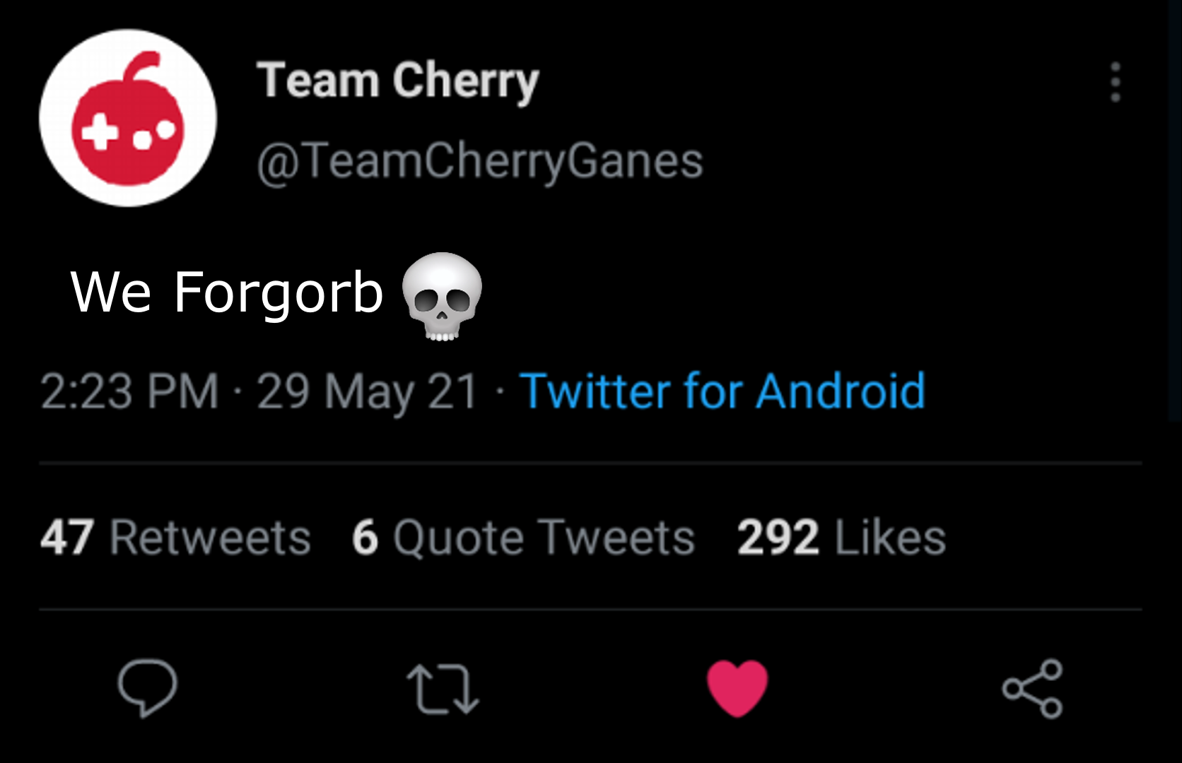 twitter for android with a skull and a heart on the screen