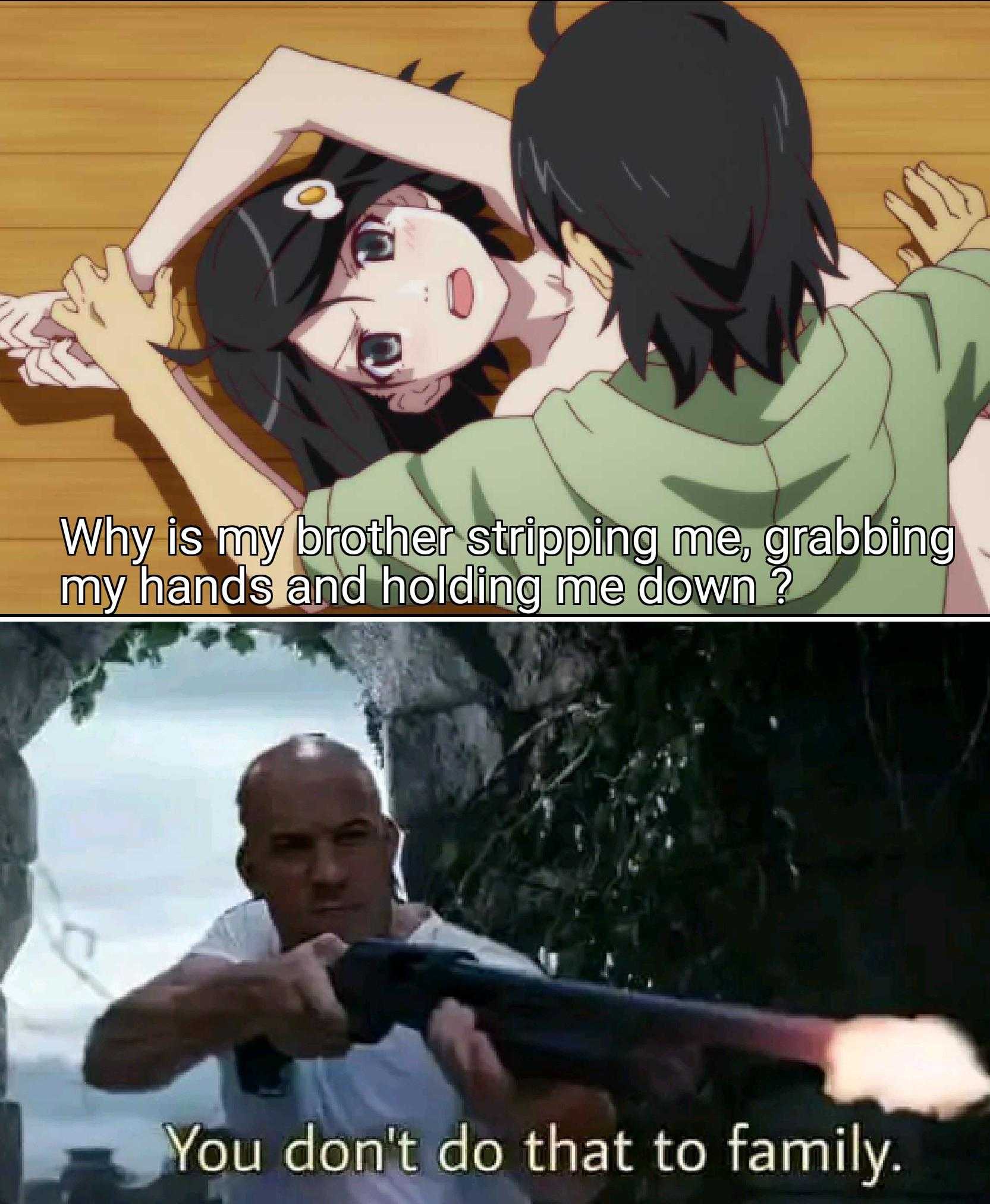 anime meme of a woman holding a gun and a man holding a gun