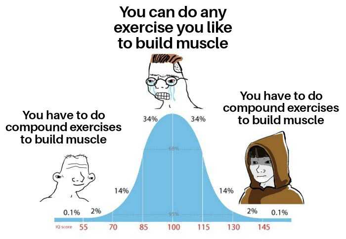 a cartoon of a man with a beard and a hoodie on, and a graph of his muscles