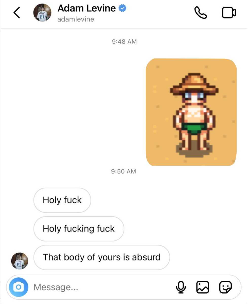 a screenshot of a text message from a guy with a hat on