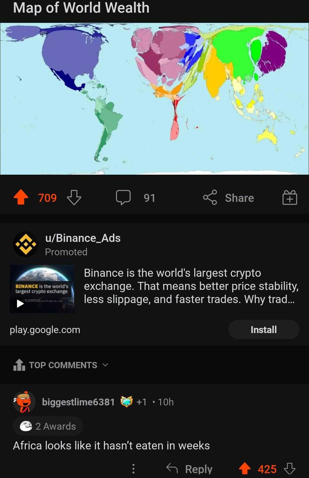 a screenshot of a map of world wealth with a caption of a map of the world