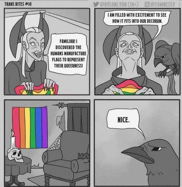 a cartoon of a comic strip with a bird and a rainbow