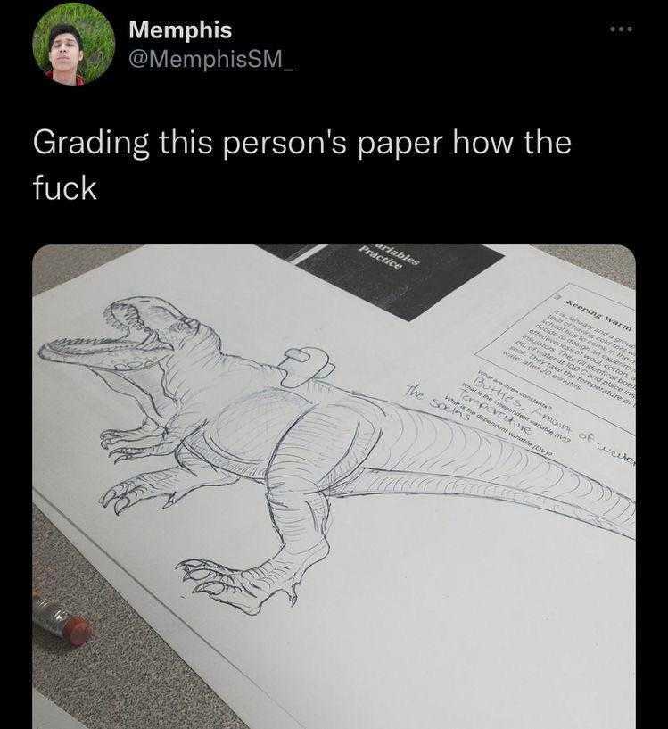 a close up of a person ' s drawing of a t - rex