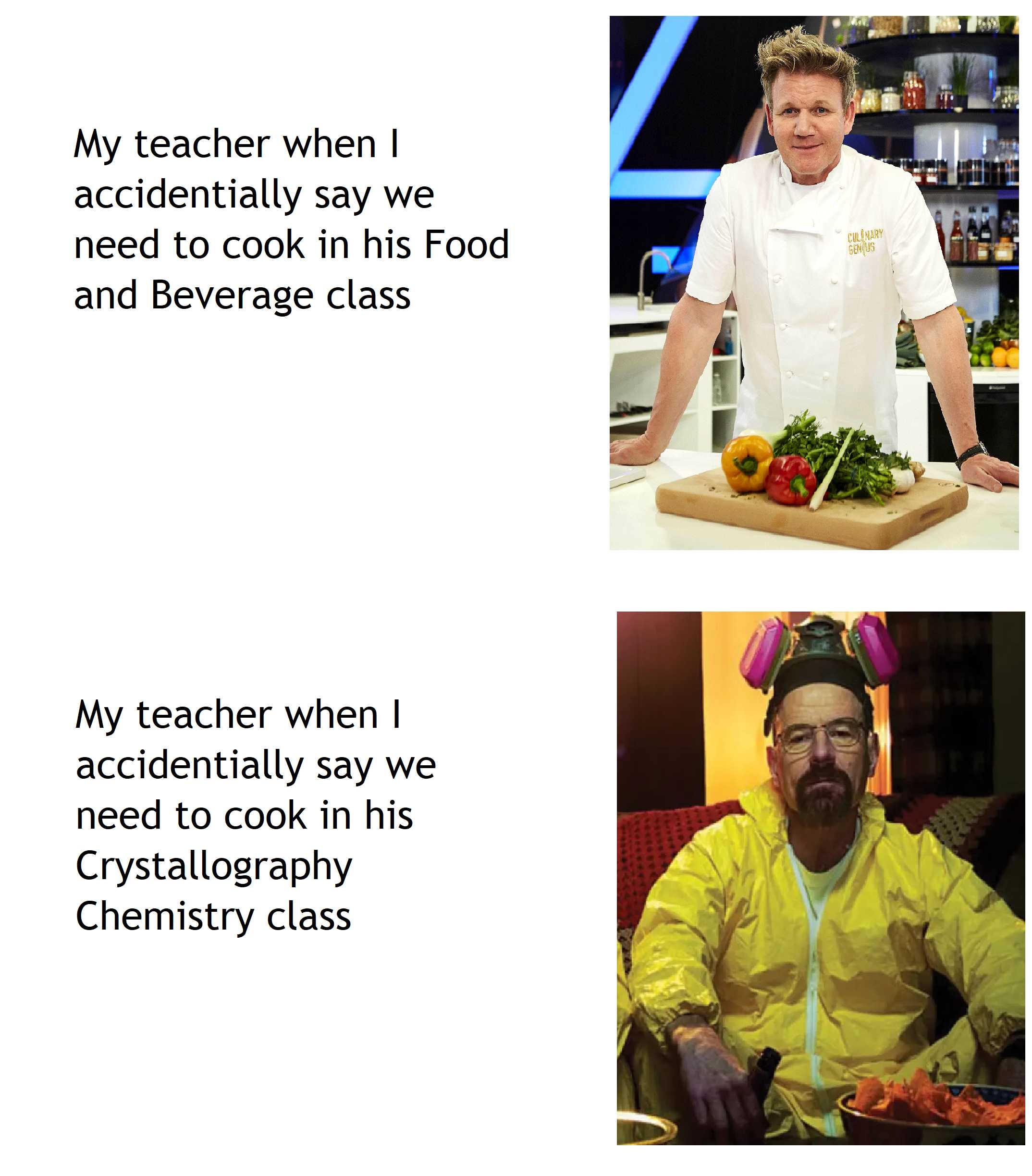 there are three pictures of a chef in a yellow uniform