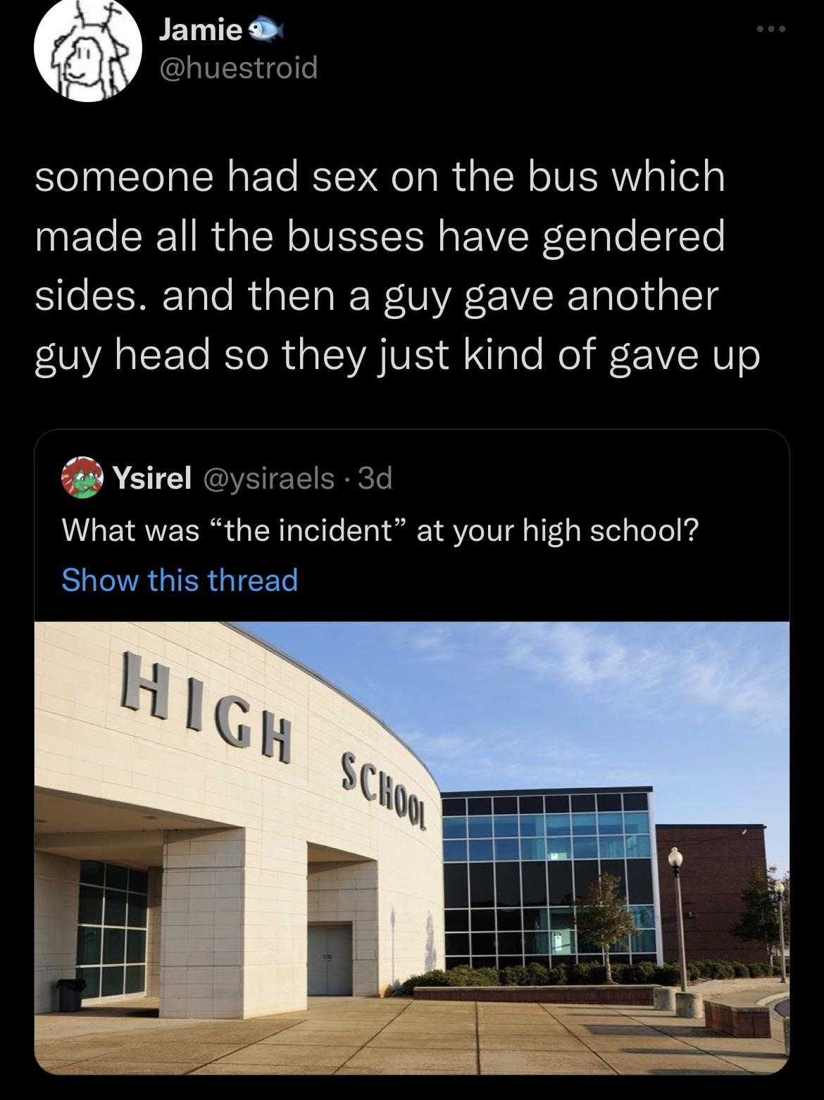 a screenshot of a twee with a picture of a school building