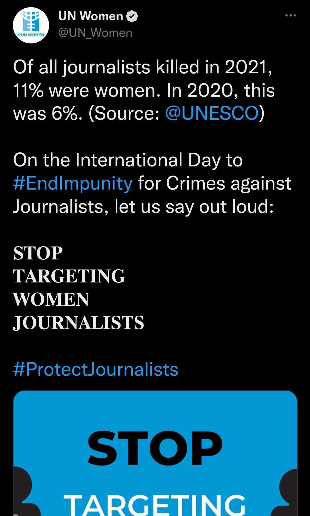 a twee message from the un women ' s twitter account