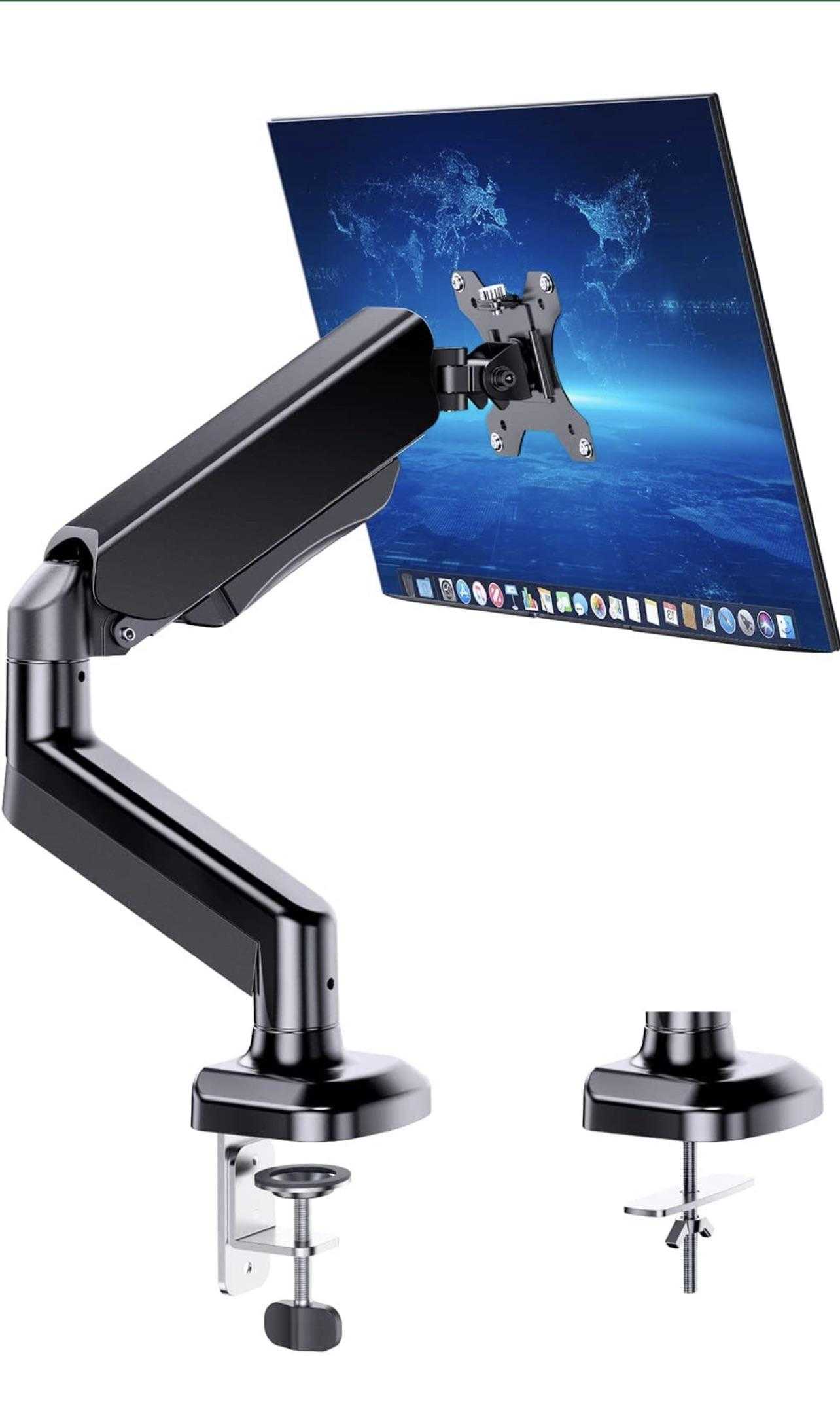 a close up of a monitor arm with a monitor on it