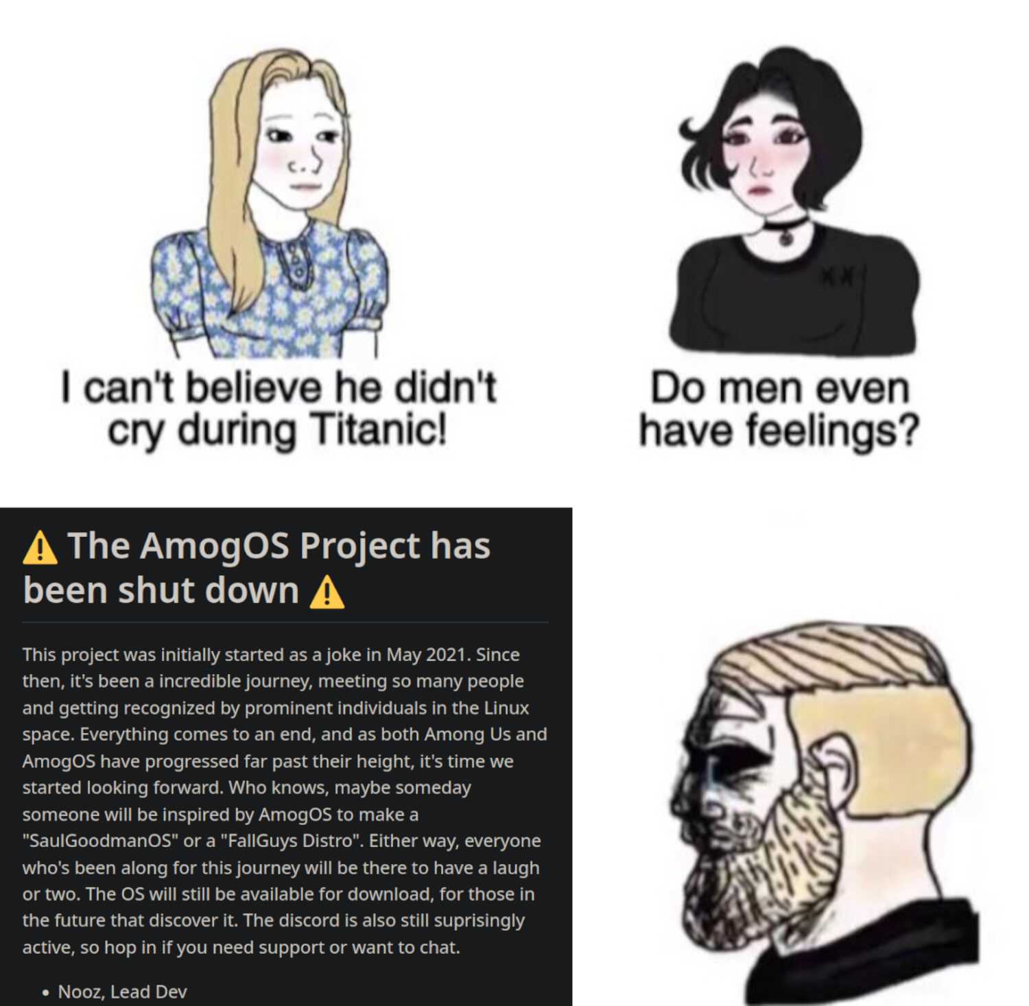 a cartoon of a man and woman with a beard and a woman with a beard