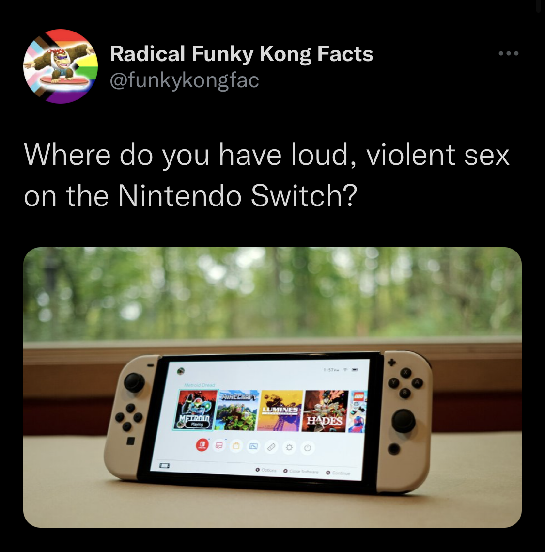 there is a picture of a nintendo switch with a funny caption