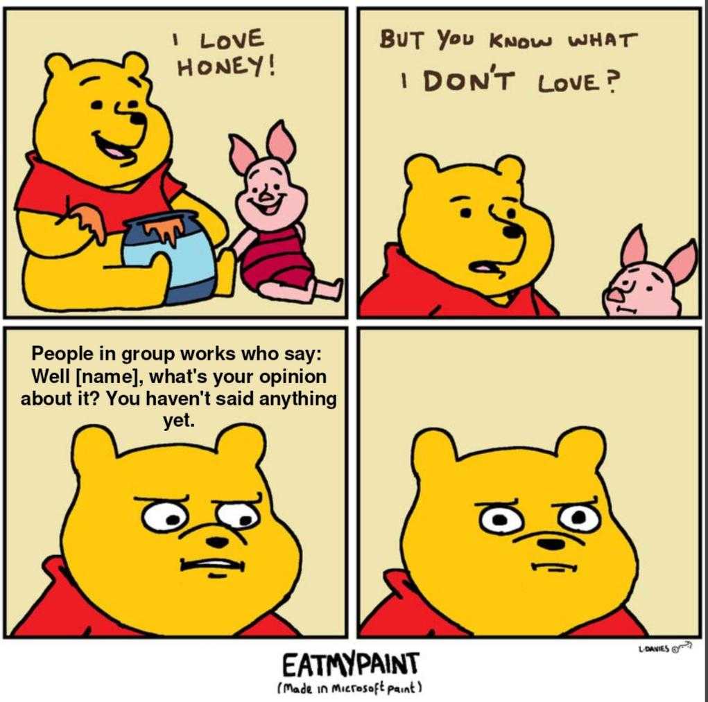 a cartoon of winnie the pooh is talking to a pig