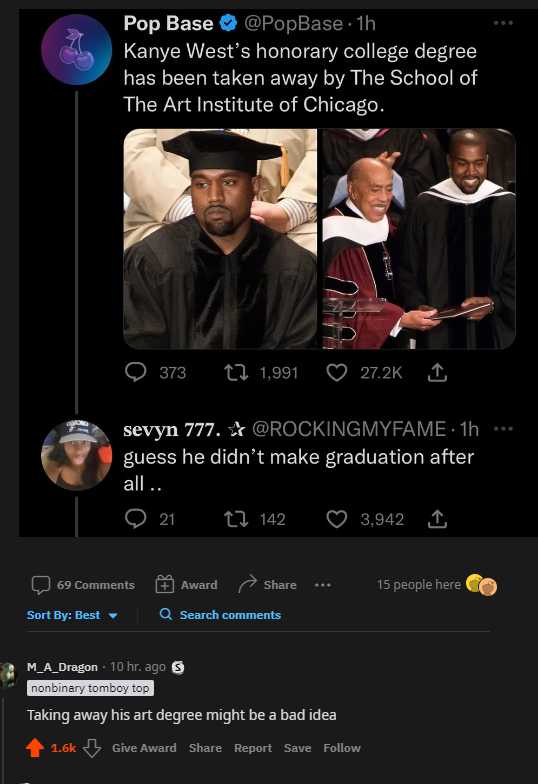 a screenshot of a twee with a photo of a man in a graduation gown