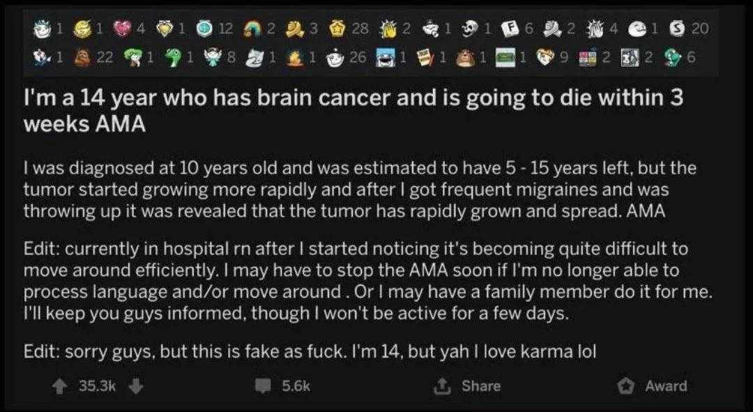 a screenshot of a text message from a person who has been cancer