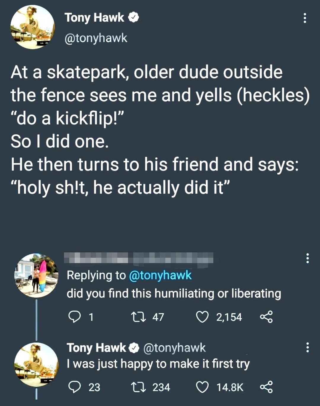 a twee message from tony hawk about the skate park