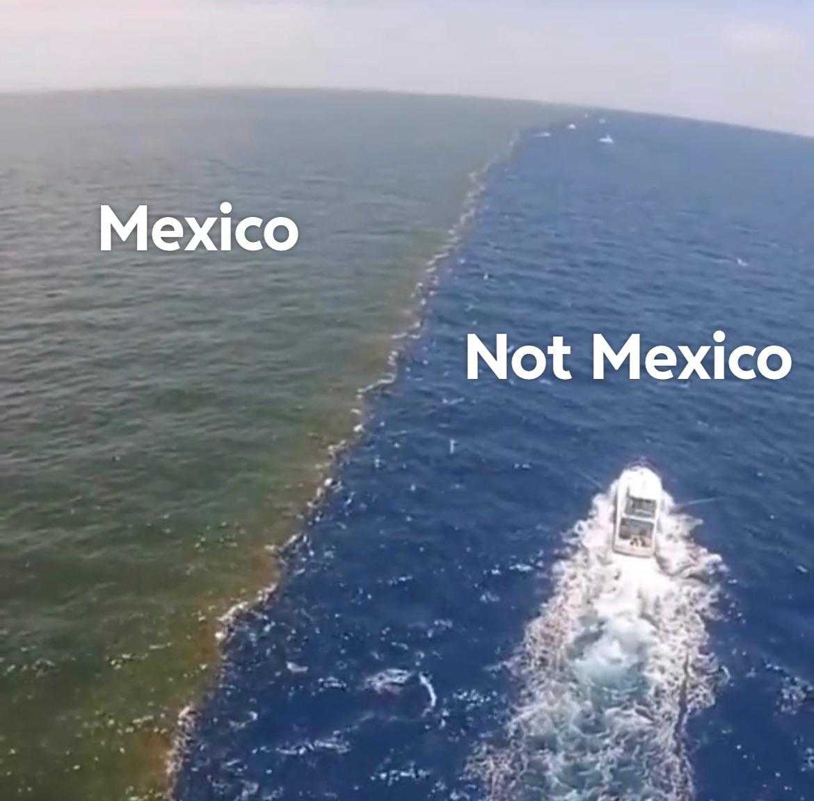 boat traveling through the ocean with the caption not mexico