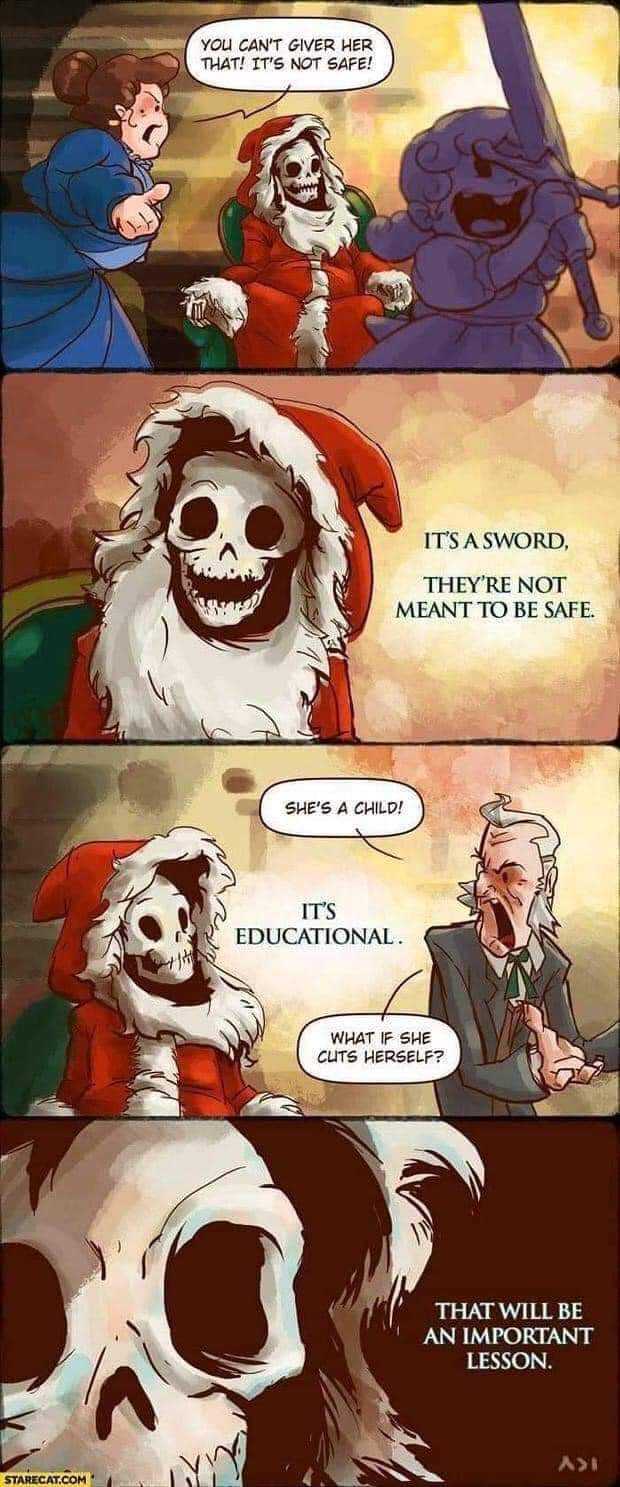 a cartoon of a cartoon of a skeleton with a santa hat