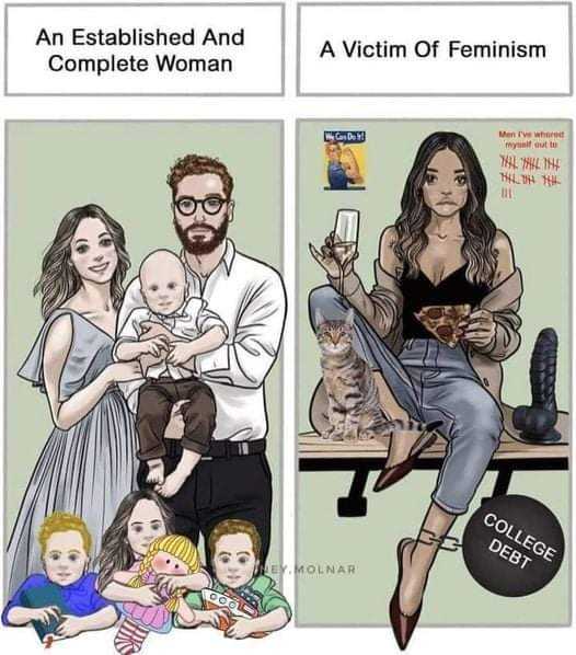 cartoon of a woman and a man with a baby and a woman with a baby