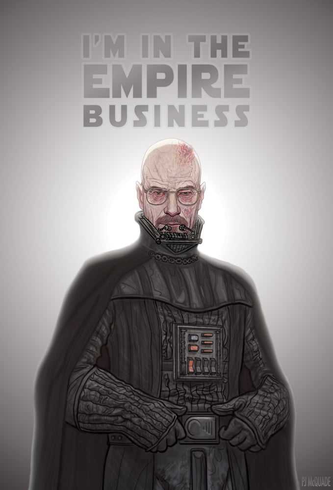 a drawing of a man in a darth vader costume with a star wars quote